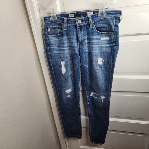 AG Adriano Goldschmied Stevie Ankle Slim Straight Jeans Distressed 29R - Picture 1 of 11
